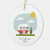 Woodland Red Camper Weihnachten Keramik Ornament (Links)