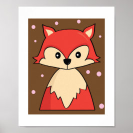 Woodland Red Fox Illustration Poster Print