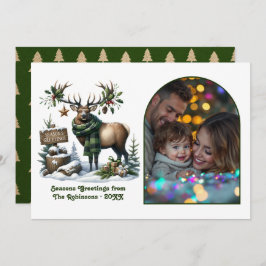 Woodland Reindeer Rustic Forest Christmas Photo Feiertagskarte