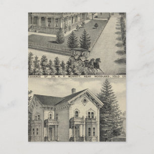 Woodland-Residenzen mit Lithographie zeichnend Postkarte