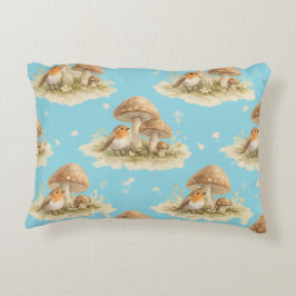 Woodland Robin & Mushroom Watercolor Pattern Dekokissen