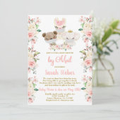 Woodland Rosa Blumendusche per Post Einladung (Stehend Vorderseite)