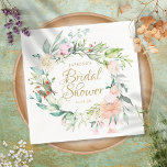 Woodland Rose Floral Gold Script Brautparty Serviette<br><div class="desc">Entworfen,  um mit unseren sommerlichen Rose zu koordinieren Gold Script Brautparty Sammlung. Eine elegante Blumenserviette mit Goldtext,  gerahmt von einer Garage mit sommerlichen Rose. Ideal für Ihr Brautparty.</div>