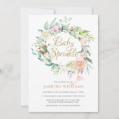 Woodland Rose Gold Script Baby Sprinkle Einladung (Vorderseite)
