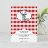 Woodland Rot und Weiß Weihnachts-Abendessen Einladung (Stehend Vorderseite)