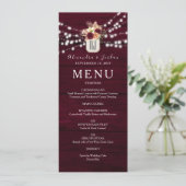 Woodland Rustic Burgundy Wedding Menükarte (Stehend Vorderseite)
