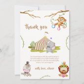 Woodland Safari Animal Circus Baby Dusche Dankeskarte (Vorderseite)