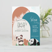 Woodland Safari Animals Boy Baby Shower Einladung (Stehend Vorderseite)
