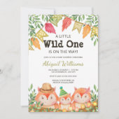 Woodland Safari Fox Familiendusche Einladung (Vorderseite)
