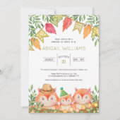 Woodland Safari Fox Familiendusche Einladung (Vorderseite)