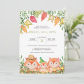 Woodland Safari Fox Familiendusche Einladung (Stehend Vorderseite)