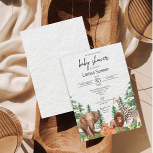 Woodland Safari Zoo Animal Baby Dusche Einladung