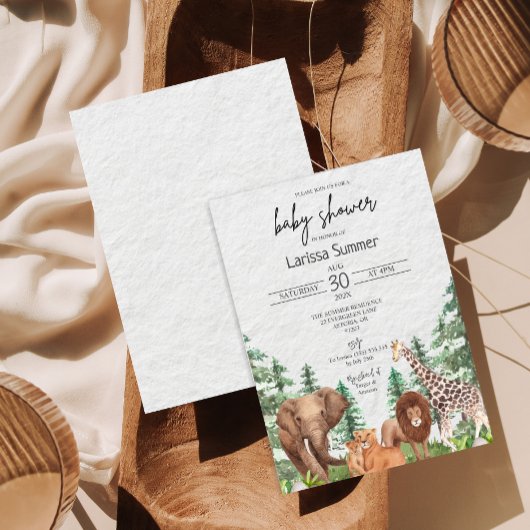 Woodland Safari Zoo Animal Baby Dusche Einladung