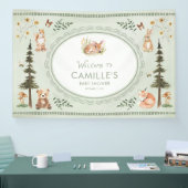 Woodland Sage Green Baby Shower Welcome Banner (Messe)