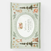 Woodland Sage Green Baby Shower Welcome Banner (Vertikal)