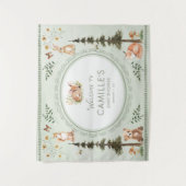 Woodland Sage Green Baby Shower Welcome Wandteppich (Vorderseite)