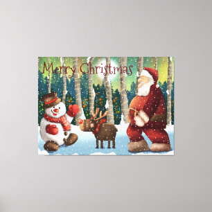 Woodland Santa, Rudolph und Snowman Leinwanddruck