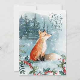 Woodland scene, fox Christmas Flat Greeting Card Karte