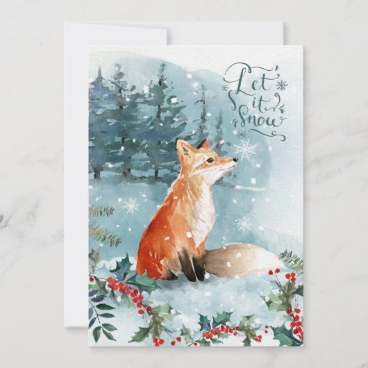 Woodland scene, fox Christmas Flat Greeting Card Karte (Vorderseite)