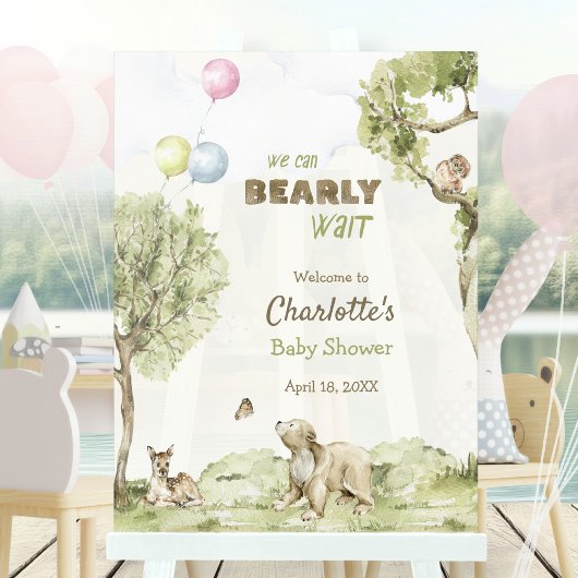 Woodland Scenery Bearly Wait Welcome Baby Shower Acrylschild