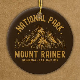 Woodland Scenery of Mount Rainier National Park Keramik Ornament