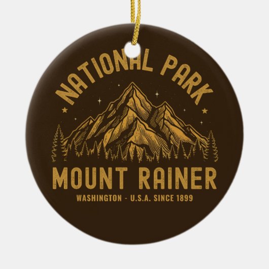 Woodland Scenery of Mount Rainier National Park Keramik Ornament (Vorne)