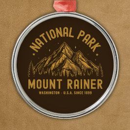 Woodland Scenery of Mount Rainier National Park Ornament Aus Metall