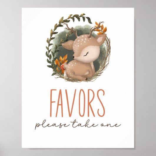 Woodland Schlittelhirsche Kinderdusche bevorzugt Poster (Vorne)