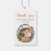 Woodland-Schlitten Baby-Reh-Dusche danke Geschenkanhänger (Vorderseite)