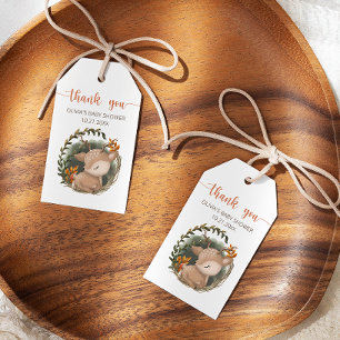 Woodland-Schlitten Baby-Reh-Dusche danke Geschenkanhänger