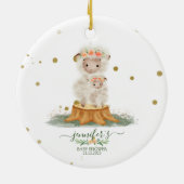 Woodland Sheep christmas baby shower Keramik Ornament (Hinten)