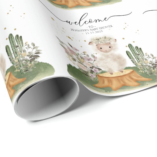 Woodland Sheep Welcome Baby Geschenkpapier (Rolleneckpunkt)