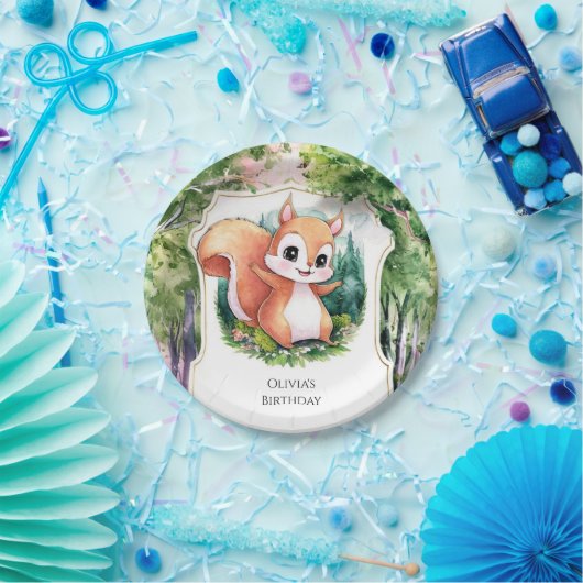Woodland Simple Eichhörnchen Geburtstag Pappteller (Party)