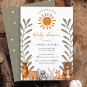 Woodland Simple Forest Animal Baby Dusche Einladung