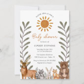 Woodland Simple Forest Animal Baby Dusche Einladung (Vorderseite)