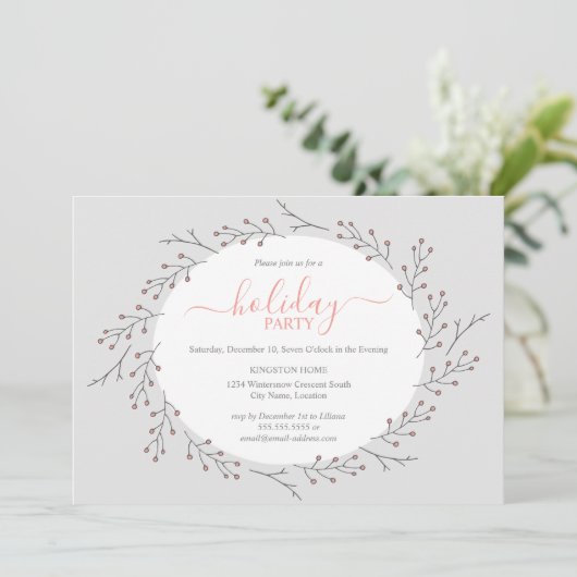 Woodland Simple Wreath Einladung (Stehend Vorderseite)