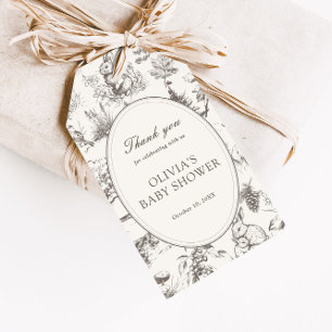 Woodland-Sketch-Allover-Print-Baby-Shower-Einladun Geschenkanhänger