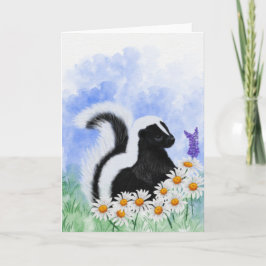 Woodland Skunk in Daisy Meadow 5x7 Greeting Card Karte