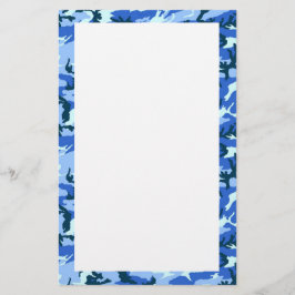 Woodland Sky Blue Camouflage Briefpapier