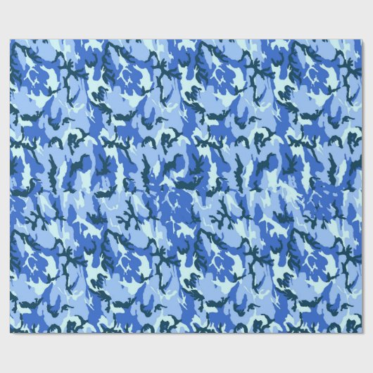 Woodland Sky Blue Camouflage Geschenkpapier (Flach)