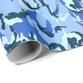 Woodland Sky Blue Camouflage Geschenkpapier (Rolleneckpunkt)