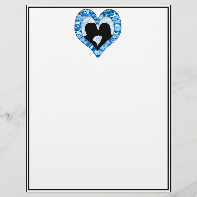 Woodland Sky Blue Camouflage Kissing Couple (Vorderseite)