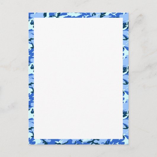 Woodland Sky Blue Camouflage mit White Postkarte (Vorderseite)