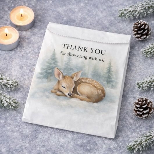 Woodland Sleeping Baby Deer Winter Baby Shower Geschenktütchen