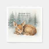 Woodland Sleeping Baby Deer Winter Baby Shower Serviette (Vorderseite)