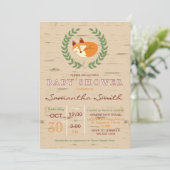 Woodland Sleeping Fox Kinderdusche Einladung (Stehend Vorderseite)