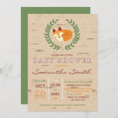 Woodland Sleeping Fox Kinderdusche Einladung (Vorne/Hinten)