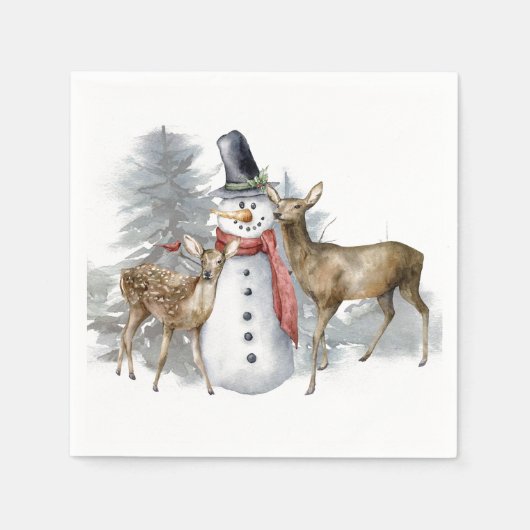 Woodland Snowman & Friends Serviette (Vorderseite)