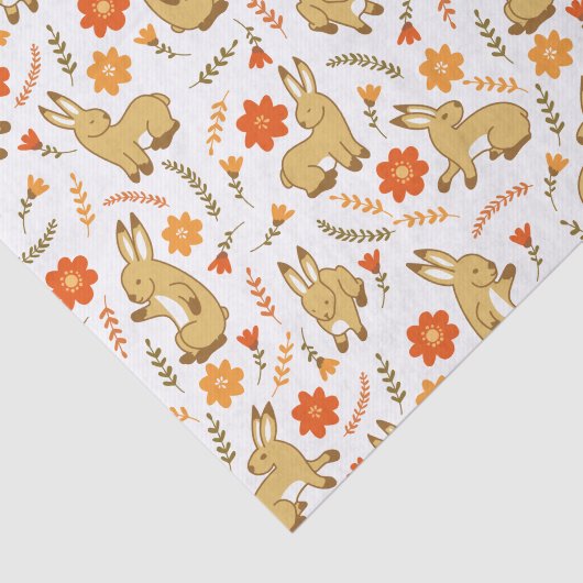 Woodland Spring Bunny Rabal Floral Seidenpapier (Ausschnitt)