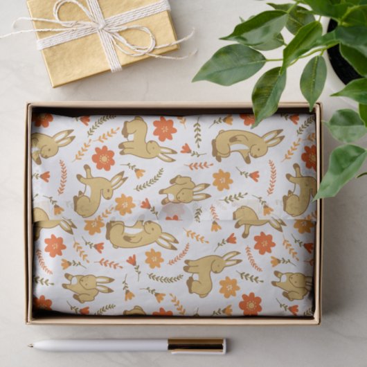 Woodland Spring Bunny Rabal Floral Seidenpapier (Geschenk)